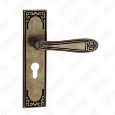Tirador de la manija de la puerta Herrajes para puertas de madera Manija de la cerradura de la manija de la puerta en la placa para la cerradura de embutir de aleación de zinc o manija de la placa de la puerta de acero (ZM615-E05-DHB)