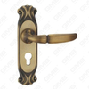 Tirador de la manija de la puerta Herrajes para puertas de madera Manija de la cerradura de la manija de la puerta en la placa para la cerradura de embutir de aleación de zinc o manija de la placa de la puerta de acero (ZM63101-DYB)