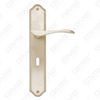 Manijas de latón Herrajes para puertas de madera Manija Manija de puerta de bloqueo en placa para cerradura de mortaja (B-PM9974-SN)