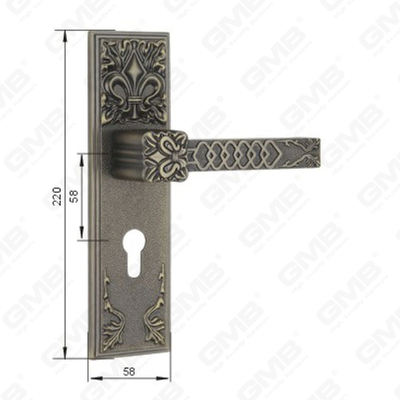 Tirador de la manija de la puerta Herrajes para puertas de madera Manija de la cerradura de la manija de la puerta en la placa para la cerradura de embutir de aleación de zinc o manija de la placa de la puerta de acero (CM750-C12-DAB)