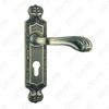 Tirador de la manija de la puerta Herrajes para puertas de madera Manija de la cerradura de la manija de la puerta en la placa para la cerradura de embutir de aleación de zinc o manija de la placa de la puerta de acero (ZM46290-DAB)