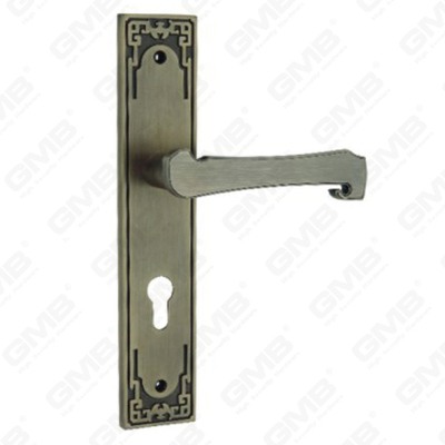 Manija de la puerta Tirador de la puerta de madera Manija de la cerradura Manija de la puerta en la placa para la cerradura de embutir por aleación de zinc o manija de la placa de la puerta de acero (E715-Z36-DAB)