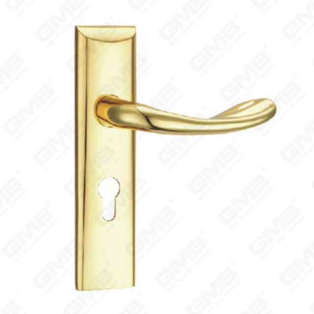 Tirador de la manija de la puerta Herrajes para puertas de madera Manija de la cerradura de la manija de la puerta en la placa para la cerradura de embutir de aleación de zinc o manija de la placa de la puerta de acero (TM400666-GPB)