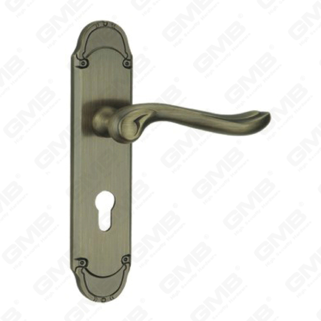 Manija de la puerta Pulga de hardware de la puerta de madera Manija de la puerta de la puerta en el plato para el bloque de mortaja por aleación de zinc o mango de placa de puerta de acero (ZM585100-DAB)