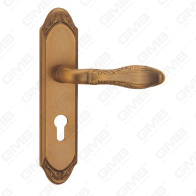 Manija de la puerta Pulga de la puerta de madera Hardware Manija de la puerta de la puerta en el plato para el bloque de mortaja por aleación de zinc o mango de placa de puerta de acero (CM577-C42-DYB)