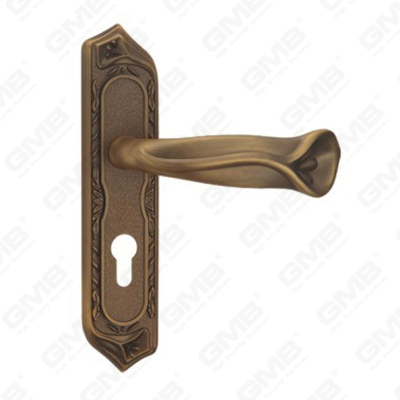 Tirador de la manija de la puerta Herrajes para puertas de madera Manija de la cerradura de la manija de la puerta en la placa para la cerradura de embutir de aleación de zinc o manija de la placa de la puerta de acero (CM755-C119-DYB)