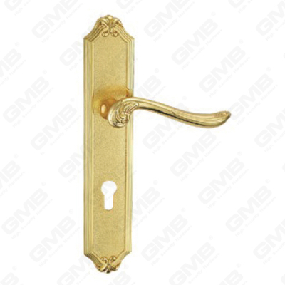 Tirador de la puerta Tirador de la puerta de madera Manija de la cerradura de la manija de la puerta en la placa para la cerradura de embutir por aleación de zinc o manija de la placa de la puerta de acero (ZL903-Z78-GPB)