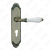 Manija de la puerta Pulga de hardware de la puerta de madera Manija de la puerta de la puerta en el plato para el bloque de mortaja por aleación de zinc o mango de placa de puerta de acero (ZM465110-DAB)
