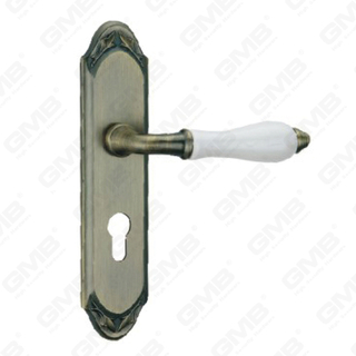 Tirador de la manija de la puerta Herrajes para puertas de madera Manija de la cerradura de la manija de la puerta en la placa para la cerradura de embutir de aleación de zinc o manija de la placa de la puerta de acero (ZM465110-DAB)