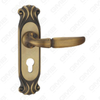 Tirador de la manija de la puerta Herrajes para puertas de madera Manija de la cerradura de la manija de la puerta en la placa para la cerradura de embutir de aleación de zinc o manija de la placa de la puerta de acero (CA457-C01-DYB)