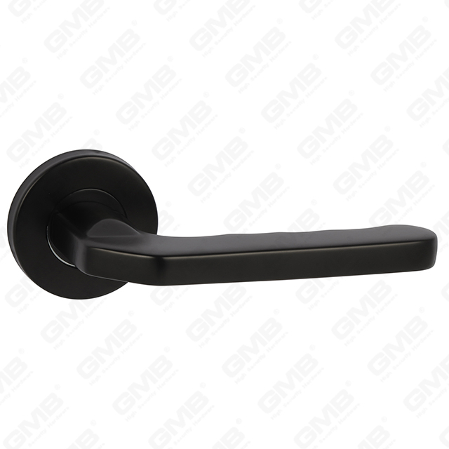 Manija de estilo de estilo negro de color negro de alta calidad #304 Manija de palanca de rosa redonda de puertas de acero inoxidable (GB03-42)