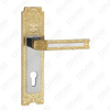 Tirador de la manija de la puerta Herrajes para puertas de madera Manija de la cerradura de la manija de la puerta en la placa para la cerradura de embutir de aleación de zinc o manija de la placa de la puerta de acero (ZM862B32-HG)