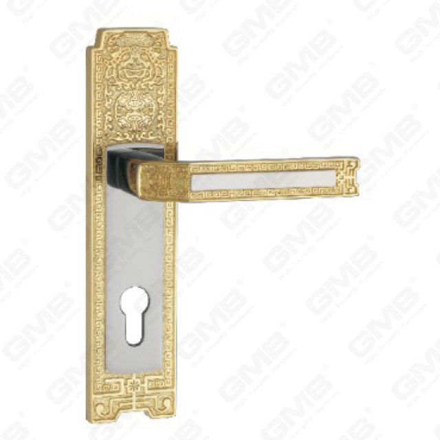 Tirador de la manija de la puerta Herrajes para puertas de madera Manija de la cerradura de la manija de la puerta en la placa para la cerradura de embutir de aleación de zinc o manija de la placa de la puerta de acero (ZM862B32-HG)