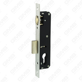 Cerradura de puerta de aluminio de alta seguridad Cerradura estrecha Agujero de cilindro Pestillo de rodillo Cuerpo de cerradura de guardamanos de aluminio (AL720R)