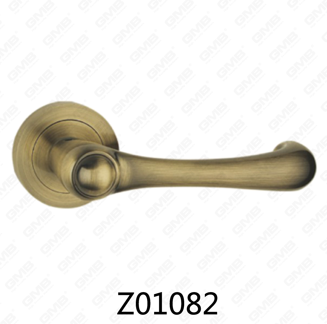 Manija de puerta de roseta de aluminio de aleación de zinc Zamak con roseta redonda (Z01082)