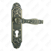 Tirador de la manija de la puerta Herrajes para puertas de madera Manija de la cerradura de la manija de la puerta en la placa para la cerradura de embutir de aleación de zinc o manija de la placa de la puerta de acero (ZM40293-DAB)