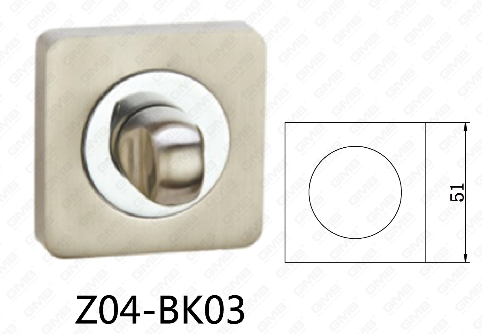 Zamak aleación de zinc manija de puerta de aluminio escudo cuadrado (Z04-BK03)