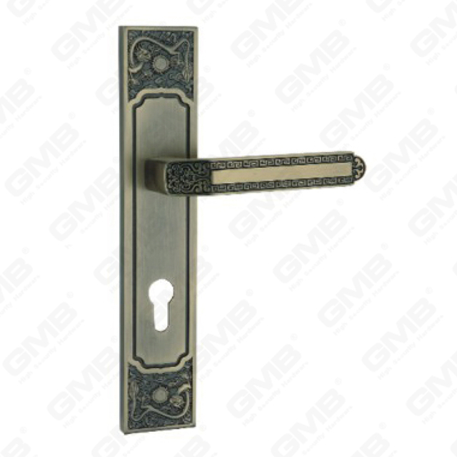 Tirador de la manija de la puerta Herrajes para puertas de madera Manija de la cerradura de la manija de la puerta en la placa para la cerradura de embutir de aleación de zinc o manija de la placa de la puerta de acero (E711-Z31-DAB)