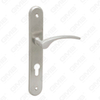 Manija de la puerta Tire de la puerta de madera Manija de la ala de la puerta de la puerta en el plato para el bloque de mortaja por aleación de zinc o mango de placa de puerta de acero (61545)