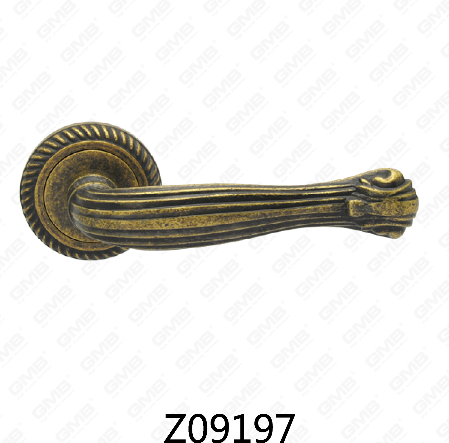 Manija de puerta de roseta de aluminio de aleación de zinc Zamak con roseta redonda (Z09197)