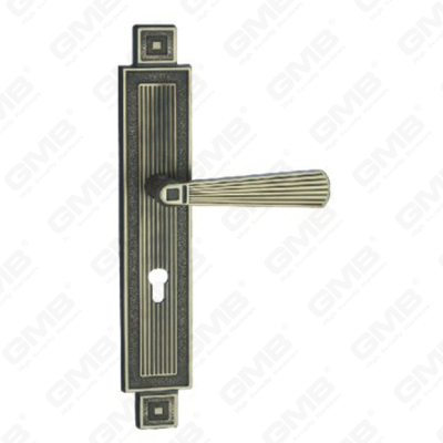 Tirador de la manija de la puerta Herrajes para puertas de madera Manija de la cerradura de la manija de la puerta en la placa para la cerradura de embutir de aleación de zinc o manija de la placa de la puerta de acero (ZL958B40-DAB)