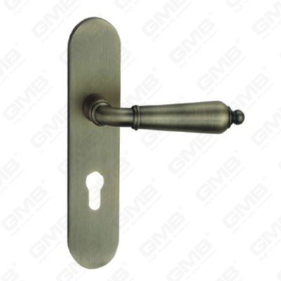 Manija de la puerta Tirador de la puerta de madera Manija de la cerradura de la manija de la puerta en la placa para la cerradura de embutir de aleación de zinc o manija de la placa de la puerta de acero (ZM583-E01-DAB)