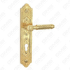 Tirador de la manija de la puerta Herrajes para puertas de madera Manija de la cerradura de la manija de la puerta en la placa para la cerradura de embutir de aleación de zinc o manija de la placa de la puerta de acero (ZL963102-GPB)