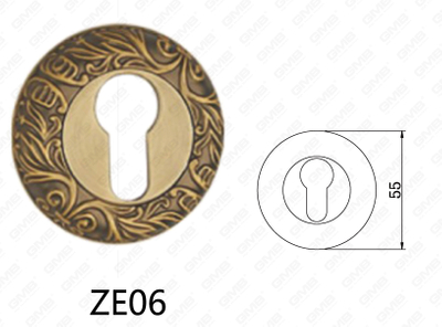 Roseta redonda de manija de puerta de aluminio de aleación de zinc Zamak (ZE06)